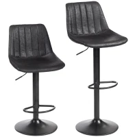HOMCOM Set of 2 Leathaire Tub Bar Stools - Black(m-1)