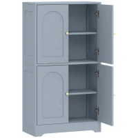 HOMCOM 4-Door Kitchen Storage Cabinet with Adjustable Shelves - Grey(m-1)