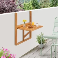 Table de balcon suspendue LILOU - Bois d'acacia FSC - Pliable - 60x44x80 cm(m-5)