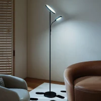 HOMCOM LED Floor Lamp for Living Room, Stepless Dimmable Standing Lamp, Mother and Child Uplighter with Reading Light, 4 Scene Modes, 2700K-6500K Colour Temps, 4 Brightness Levels, Remote Control(m-9)