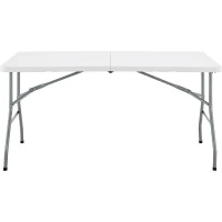 Table de réception pliante - TERRANOVA - Blanche - Structure acier et Plateau en Polyéthylene PEHD - 6 personnes - 152x70xH73,5 cm(m-3)