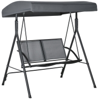 Outsunny Baloiço de Jardim Exterior para 2 Pessoas Toldo Ajustável Estrutura em Aço Assentos de Textilene 140x118x162 cm Cinzento Escuro