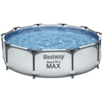 Kit Piscine hors sol tubulaire BESTWAY Steel Pro Max™ - 305 x 76 cm - Ronde (Livrée avec un patch de réparation)(m-1)