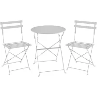 Set bistrot 2 personnes - Table ronde pliante 60 cm + 2 chaises - Acier thermolaqué - Gris(m-1)
