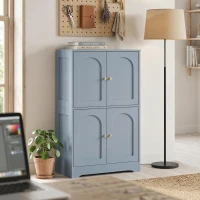 HOMCOM 4-Door Kitchen Storage Cabinet with Adjustable Shelves - Grey(m-9)