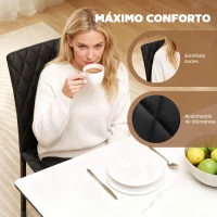 HOMCOM Conjunto de 4 Cadeiras de Sala de Jantar Estofadas com Pés de Metal Cadeiras Modernas 41x50x91 cm Preto(m-5)