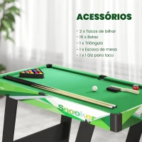 SPORTNOW Mesa de Bilhar Dobrável com Acessórios Inclui 16 Bolas 2 Tacos Giz Triângulo e Escova 104x55,5x68 cm Verde(m-5)