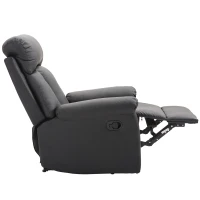 HOMCOM Fotoliu Relax Rabatabil cu Captuseala Ergonomica cuTaburet in Piele Ecologica,80 × 97 × 107cm Negru(m-13)