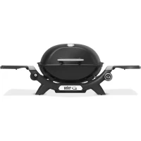 Barbecue a gaz - Weber - Q1200N - 2,94kW - 1 brûleur en acier inoxydable - Deux tablettes d'appoint - Fonte émaillée- Noir(m-1)