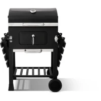 Barbecue charbon - Cookingbox - Clark - Ventilation réglable - Grille de cuisson en fonte - Acier et finitions inox(m-4)
