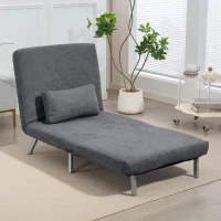 HOMCOM Fauteuil convertible 1 place, fauteuil-lit clic-clac 3 en 1 avec dossier réglable, oreiller, assise large, gris foncé(m-10)