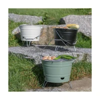 Barbecue a charbon portable - LIVOO - DOC327V - ø27 cm - Grille en acier chromé - Hauteur 24 cm - Pieds pliables - Poignées(m-3)