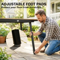 Outsunny Stół Ogrodowy 140 x 80 cm dla 6 Osób, Odporność na Warunki Atmosferyczne, Blat WPC, Regulowane Nóżki, Teak(m-7)