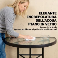 Outsunny Set da Bistrò da 3 Pezzi con 2 Sedie Texteline, Tavolo Semicircolare in Vetro Temperato, Nero(m-8)