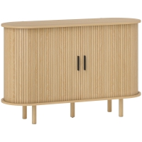 HOMCOM Aparador com Portas Tambor Deslizantes Design Moderno para Sala de Estar com 4 Compartimentos e Pés de Madeira 120x40x78 cm Carvalho