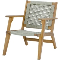 Fauteuil de jardin bas en bois d'Acacia FSC et en corde - MERIDA - Vert olive(m-1)