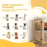 PawHut Barreira de Segurança para Cães em Madeira Dobrável para Escadas e Portas para Cães Pequenos e Médios de 4 Painéis 204x36x75 cm Madeira(m-8)
