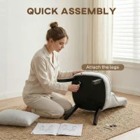 HOMCOM Fabric Single Sofa Dining Chair Tub Chair Upholstered W/ Pillow Solid Wood Leg Home Living Room Furniture Grey(m-6)