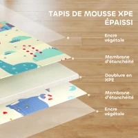 AIYAPLAY Tapis de jeu pour enfant bebe, tapis d'éveil bébé pliable épais réversible en mousse, 196 x 176 x 1,5 cm, multicolore(m-5)