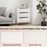 HOMCOM Chest of Drawers, Dresser with 3 Fabric Drawers and Aluminium Handles - White(m-8)