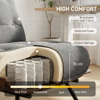 HOMCOM Accent Chair, Linen-look Fabric Reading Chair with Spring Cushion, Slatted Support, Steel Frame, Dark Grey(m-4)