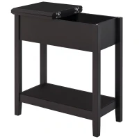 HOMCOM End Table, Narrow Side Table with Flip Top , Shelf, Dark Coffee(m-10)