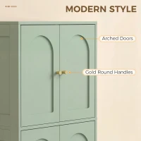 HOMCOM 4-Door Kitchen Storage Cabinet with Adjustable Shelves - Green(m-4)