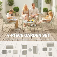 Outsunny Zestaw mebli ogrodowych metalowy, odporny na warunki atmosferyczne, sofa 2-osobowa, 2 fotele, stolik, zielony(m-4)