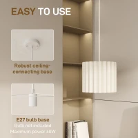HOMCOM Linen Pendant Light, Bedside Ceiling Lamps with E27 Bulb, Modern Hanging Lights for Living Room, Bedroom, Kitchen, Hallway, White(m-5)