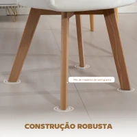 HOMCOM Conjunto de 2 Cadeiras de Jantar Modernas Estofadas em Veludo com Pernas de Madeira 54x57x80 cm Creme(m-6)