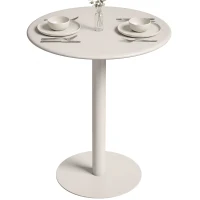 HOMCOM Table de cuisine ronde pour 2 personnes avec structure en acier, gain de place, 60 x 60 x 72 cm, Beige(m-6)