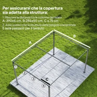 Outsunny Telo Pergola per Esterni Anti UV in Poliestere Beige con 8 Fori di Drenaggio, 392x350 cm(m-4)