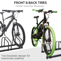 HOMCOM Bike Stand Parking Rack Floor or Wall Mount Bicycle Cycle Storage Locking Stand 135L x 33W x 27H (5 Racks, Black)(m-6)