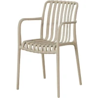 Lot de 4 fauteuils de jardin - SOLARIA - Empilables - Polypropylene renforcé - 55 x 58 x 81 cm - Beige(m-1)