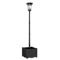 Outsunny Lampa Solarna Stojąca z Donicą 195 cm Zewnętrzna Latarnia Ogrodowa z 2 Poziomami Jasności Czujnik Światła IP44