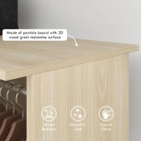 HOMCOM Open Wardrobe Double Mobile Storage Shelves Organizer W/6 Wheels-Natural(m-4)