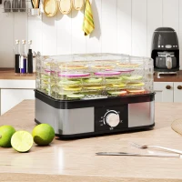 HOMCOM 5 Tier Food Dehydrator, 245W Stainless Steel Food Dryer Machine with Adjustable Temperature for Drying Fruit, Meat, Vegetable, Jerky and Pet Treat, Black(m-2)