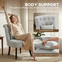 HOMCOM Fabric Single Sofa Dining Chair Tub Chair Upholstered W/ Pillow Solid Wood Leg Home Living Room Furniture Grey(m-5)