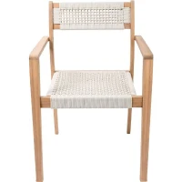 Lot de 2 fauteuils de jardin - ARAWA - Bois d'Acacia FSC - Empilable - Cordage tressé - 57 x 59 x 85 cm(m-4)