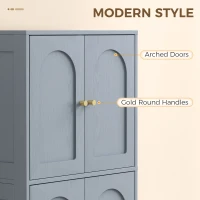 HOMCOM 4-Door Kitchen Storage Cabinet with Adjustable Shelves - Grey(m-4)