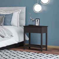 HOMCOM End Table, Narrow Side Table with Flip Top , Shelf, Dark Coffee(m-4)