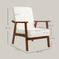 HOMCOM Boucle Seat Mid Century Accent Chair - White(m-3)