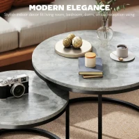 HOMCOM Set of Two Cement-Effect Stacking Tables - Grey(m-4)