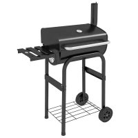 Outsunny Grill Węglowy Smoker BBQ, 1 półka, z termometrem, 83 x 46,5 x 115 cm, Czarny(m-11)
