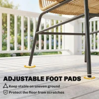 Outsunny Conjunto Bistrô 3 Peças em Rattan e Aço com 2 Cadeiras, Mesa Redonda com Tampo em Vidro Temperado, Bege(m-4)