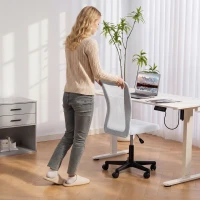 Vinsetto Mesh Office Chair Armless Swivel Executive Computer Desk Chair Adjustable Height Wheels White(m-7)