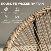 Outsunny Conjunto de 2 Cadeiras Acapulco de Jardim em Vime Sintético Cadeiras para Exterior com Estrutura de Aço Madeira(m-5)