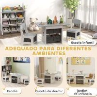 AIYAPLAY Mesa Infantil com 2 Cadeiras Mesa e Cadeiras para Crianças com 6 Gavetas de Tecido Desenho Estrelas Cinza Claro(m-7)