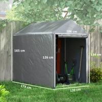 Outsunny Abrigo para Ferramentas Bicicletas e Motos 1,2x1,8x1,65 m Garagem Portátil com 2 Habitações Cinza Claro(m-3)