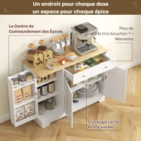 HOMCOM Buffet cuisine, meuble de rangement avec 3 portes, tiroir, étagères de porte et étagère réglable, 105x40x83cm, blanc(m-4)